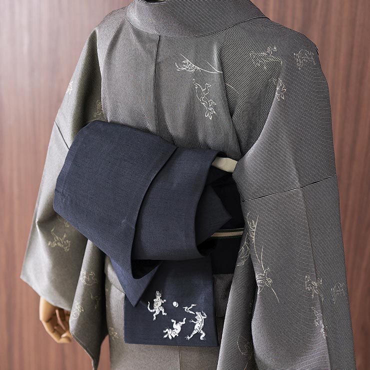 撫松庵　半幅帯　猫と鉄線（黒） 楽天市場】【セール20%オフ】半巾帯「猫と鉄線」公式 ふりふ