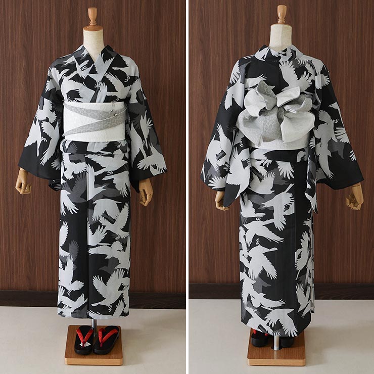 リバーシブル 半幅帯(小袋帯) レオパード ホワイト 日本製 細帯 半巾帯