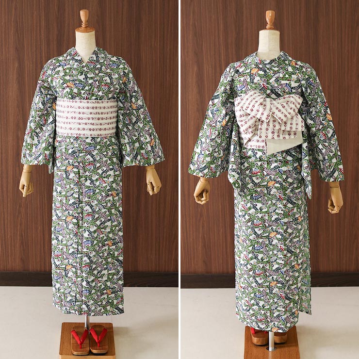 撫松庵 [人気色♪] 細帯 半巾帯 市松 シロ 市松柄 撫子 ストライプ