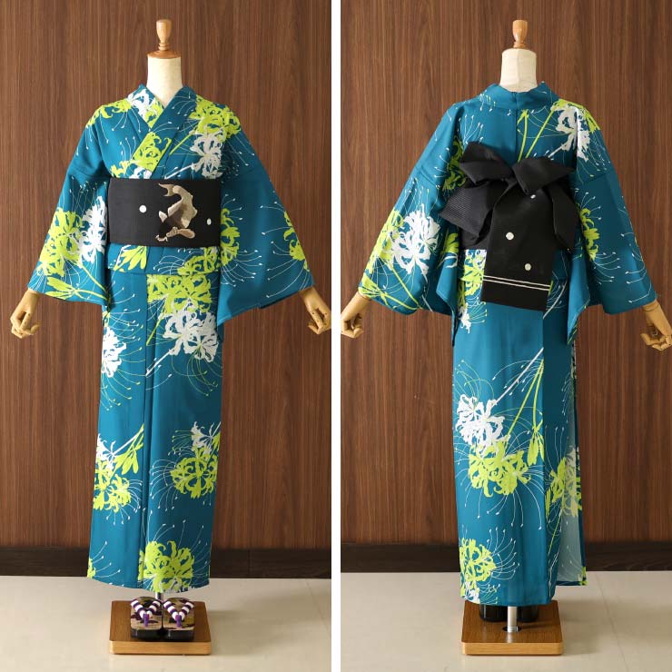 夏向け 細帯 半巾帯 鯉 刺繍 黒 クロ ブラック 浴衣 夏 着物 ゆかた帯