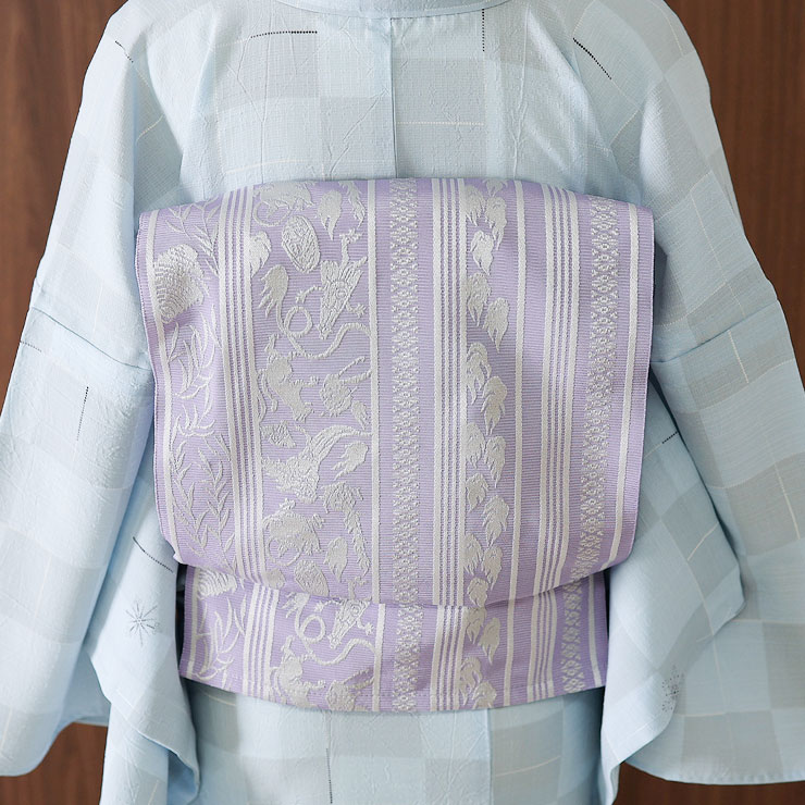 撫松庵 兵児帯 帯リボン 妖怪献上 (105-303-001 60 薄紫×白銀) 日本製