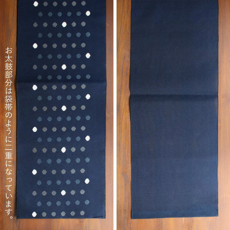 帯 夏 袋なごや帯「撫松庵」すかしモール水玉（コン 108-306-101