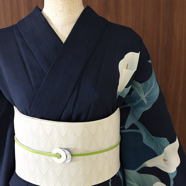 洗える 浴衣 ] カラー（濃コン 104-337-161-79）ゆかた 絵羽 バチ衿