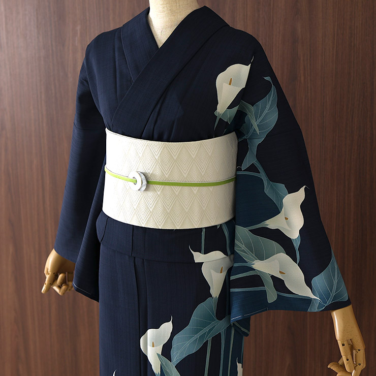 洗える 浴衣 ] カラー（濃コン 104-337-161-79）ゆかた 絵羽 バチ衿