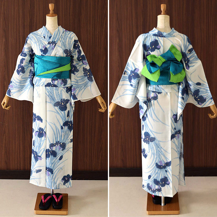 洗える 浴衣 ] 仕立て上がり 菖蒲（ウスブルー 104-337-009-70