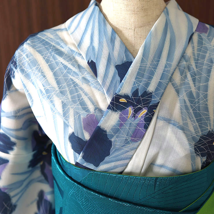 洗える 浴衣 ] 仕立て上がり 菖蒲（ウスブルー 104-337-009-70