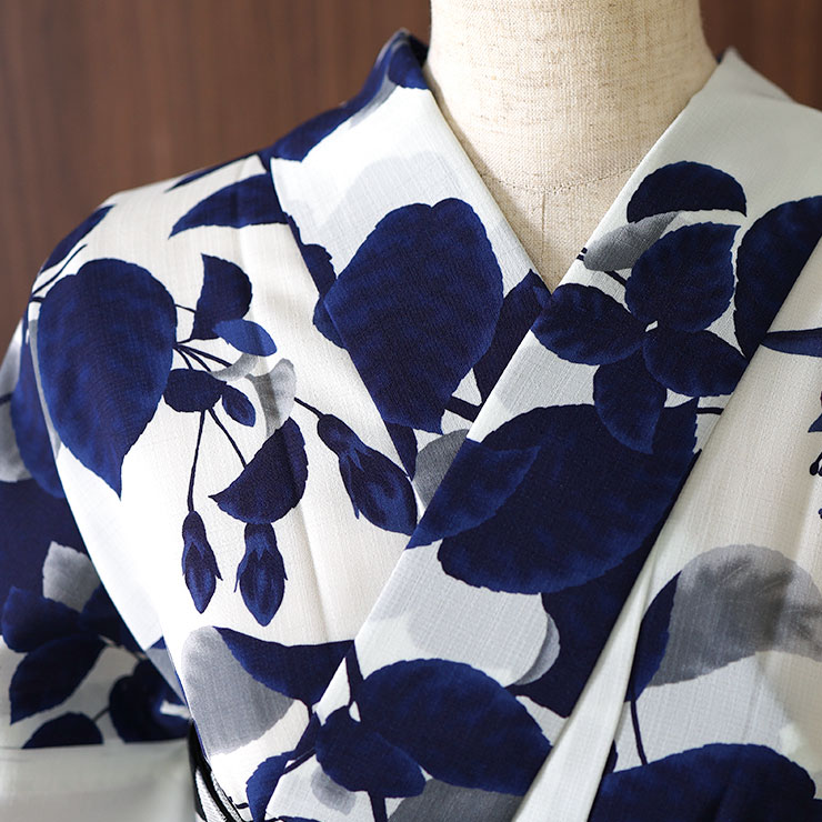 撫松庵 洗える 浴衣 フクシア（オフ白 105-337-122-03）仕立て