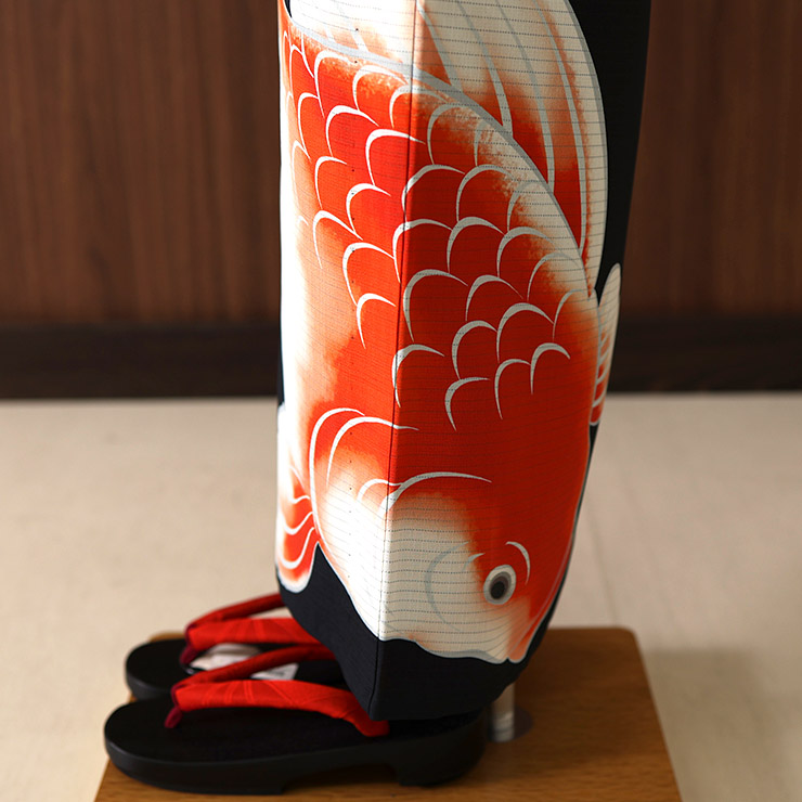 洗える 浴衣 ] 絵羽金魚（黒 105-337-162-88）ゆかた 絵羽 バチ