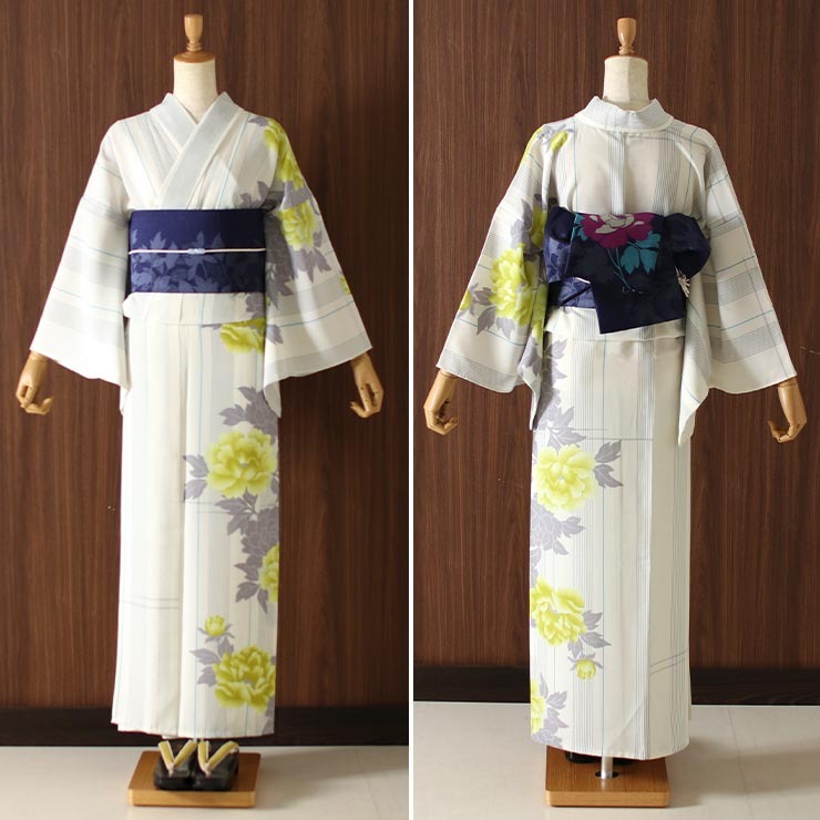 【柴田】美品　撫松庵　黄色に花　単衣／浴衣 柴田様専用】美品 撫松庵 黄色に花 単衣／浴衣 - メルカリ