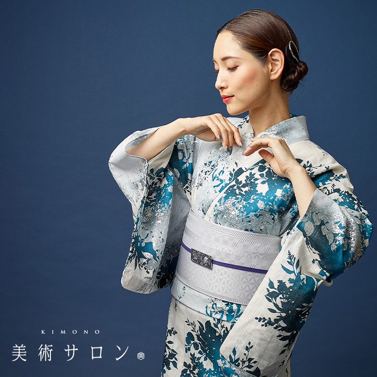 半幅帯 夏帯 浴衣 着物 正絹 グレー×ブルー 半幅帯 夏 博多織 ゆかた 浴衣 レディース 着物 正絹 女性用 10代 20代