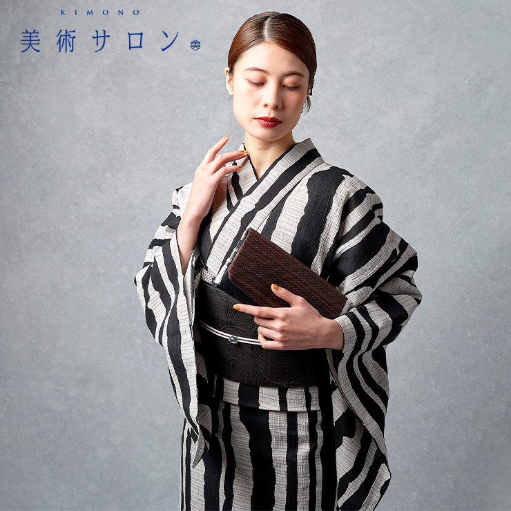 美術サロン 半幅帯 細帯 渦美 ブラック 日本製 黒色 リバーシブル 半巾
