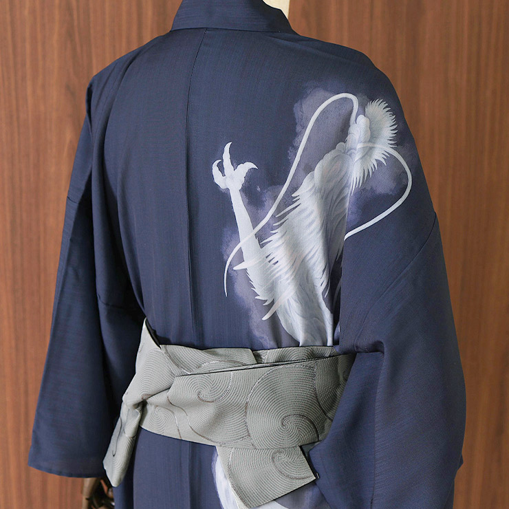 美術サロン メンズ 角帯 渦美 ライトグレー 日本製 薄灰色 広幅 幅広
