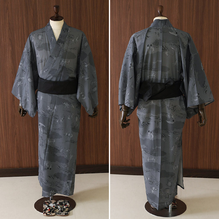 美術サロン] 角帯 渦美 (ブラック) 日本製 黒色 広幅 幅広 男帯 浴衣帯