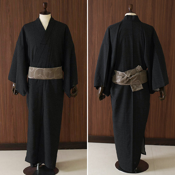 美術サロン メンズ 角帯 渦美 カーキベージュ 日本製 グレー 広幅 幅広