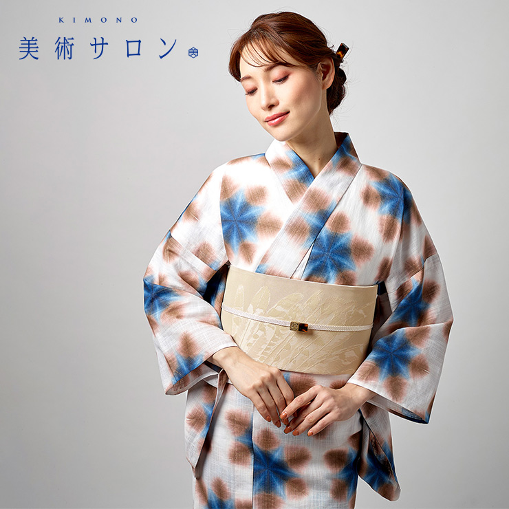 美術サロン 半巾帯 細帯 羽根 ベージュ オフホワイト 日本製 鳥