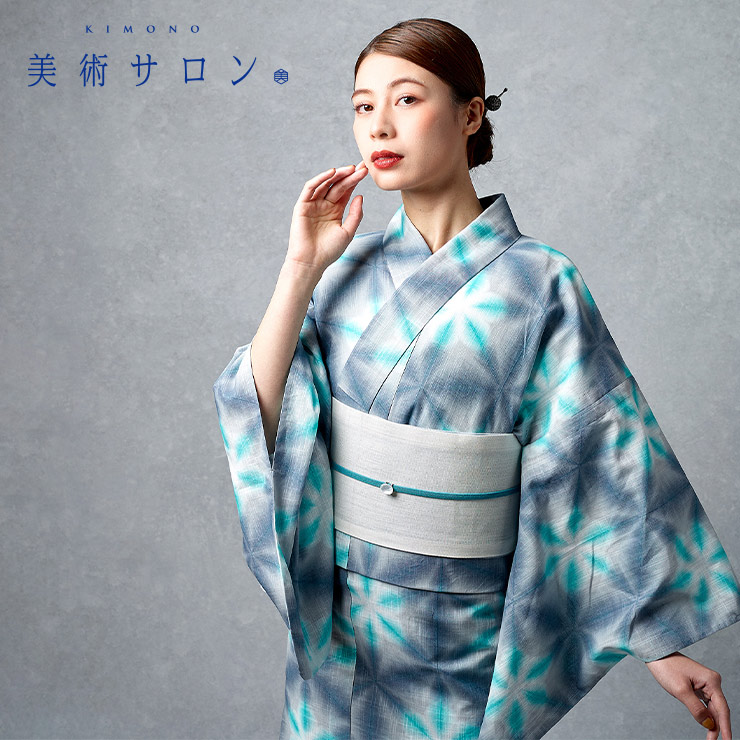 半幅帯　ブルーホワイト 美術サロン 半巾帯 細帯 麻帯 涼音 白藍 日本製 水色 ブルー 白色 半幅