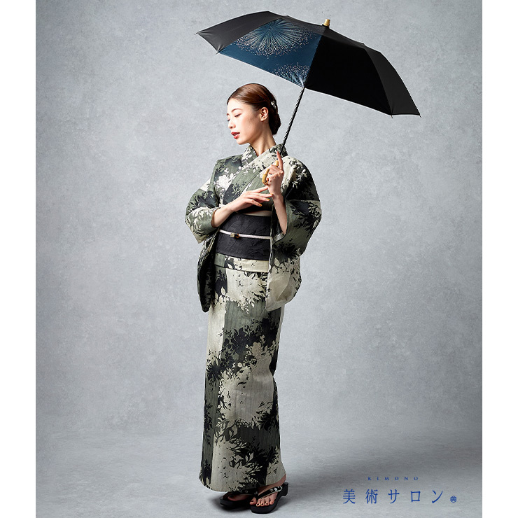 Ｓ大きいサイズお仕立て上がりテトロン訪問着　グリーン地に花、蝶、露芝模様 S大きいサイズお仕立て上がりテトロン訪問着 グリーン地に花、蝶、露