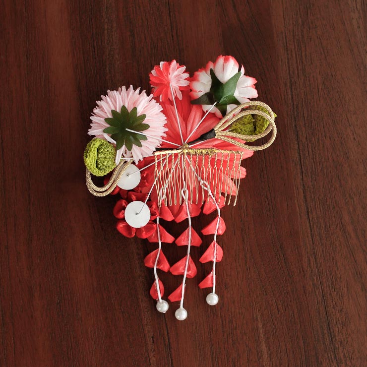 髪飾り 振袖髪飾り 花しおり つまみ細工髪飾り コサージュ コーム ピン