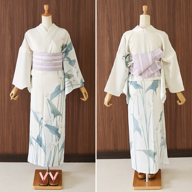 本場筑前「博多織」紗夏帯 - 献上柄 桜 (薄紫) 正絹 半幅帯 単衣