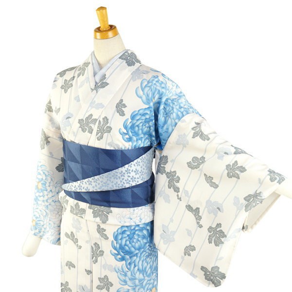 撫松庵 浴衣 レディース セオアルファ 洗える ぼかし乱菊 オフ白
