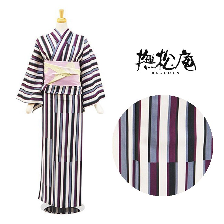 M Lサイズあり「撫松庵」仕立て上がり洗える浴衣（単品