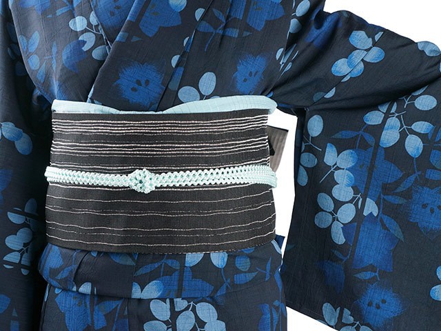 浴衣・夏きもの 月華美人・萩と桔梗(濃紺) お仕立て上がり