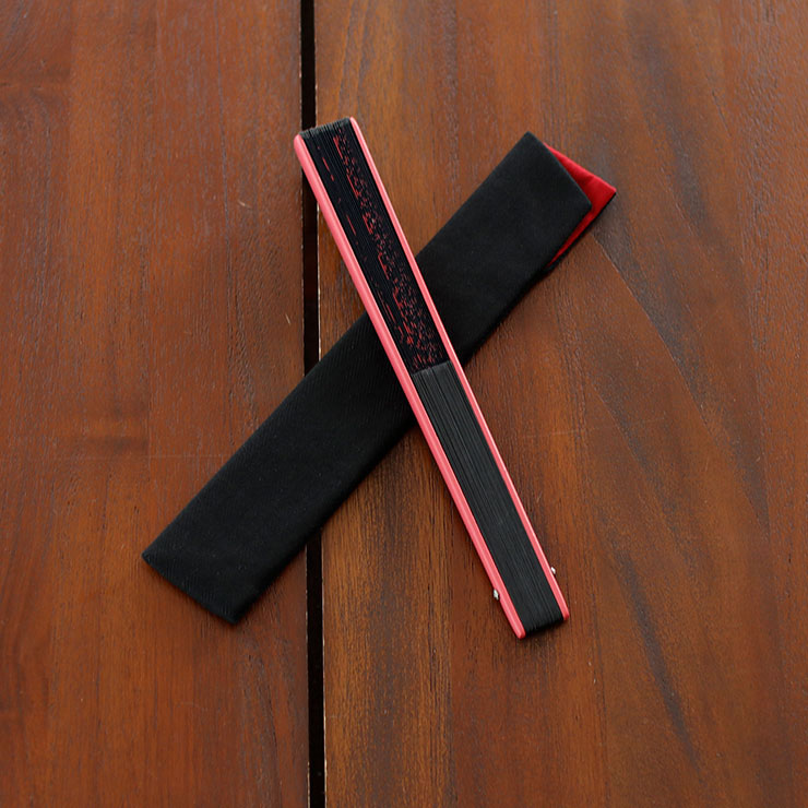 男の扇子 扇袋セット】 街着屋ノ扇子 サカナグラデ（レッド 6041s） 染