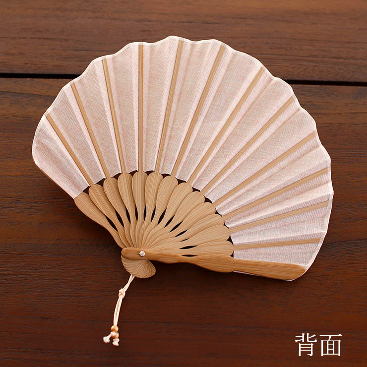 扇袋セット] 扇子 染骨 ここん（ピンク 1041s） 化粧箱 シェル型 扇袋