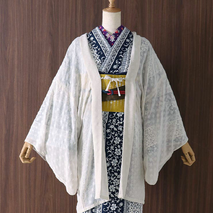 洗える薄羽織　裄長　フリーサイズ　シフォン　小花 楽天市場】【CHIKUMO-千雲-】洗える薄羽織 更紗 シフォン グレー(90cm