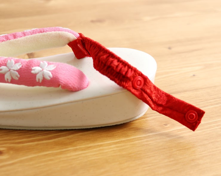 七五三 草履バンド 子ども かかと留め ベルト 赤 セット ワンタッチ