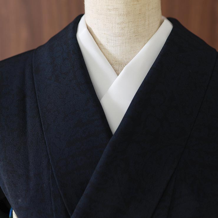 洗える 着物] 小紋 着物 袷 小花ペイズリー ダークネイビー 濃紺 JMA