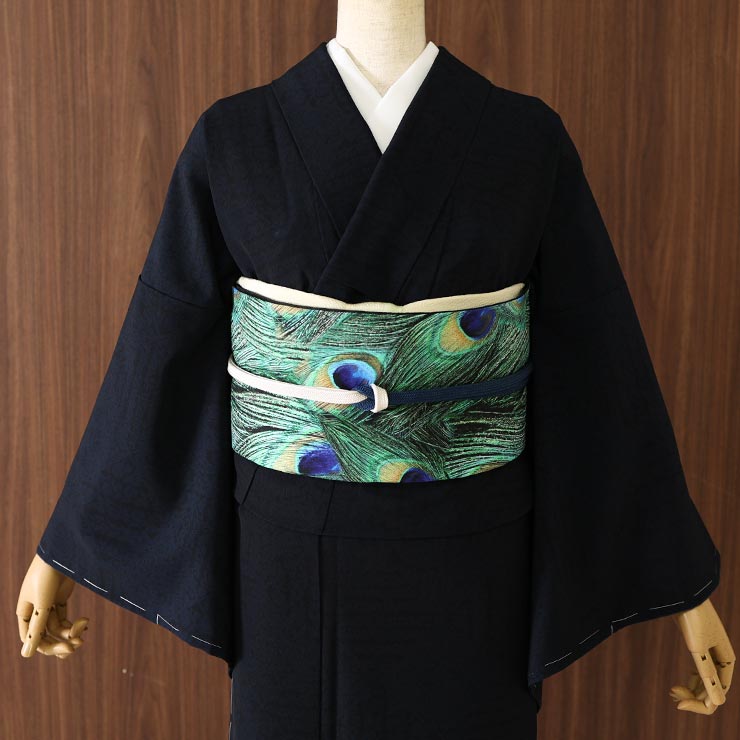 洗える 着物] 小紋 着物 袷 小花ペイズリー ダークネイビー 濃紺 JMA