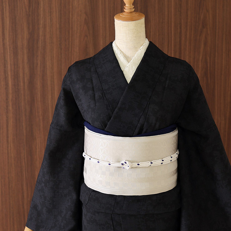 夏きもの] 洗える 着物 単衣 東レセオα 華唐草 (アイボリー