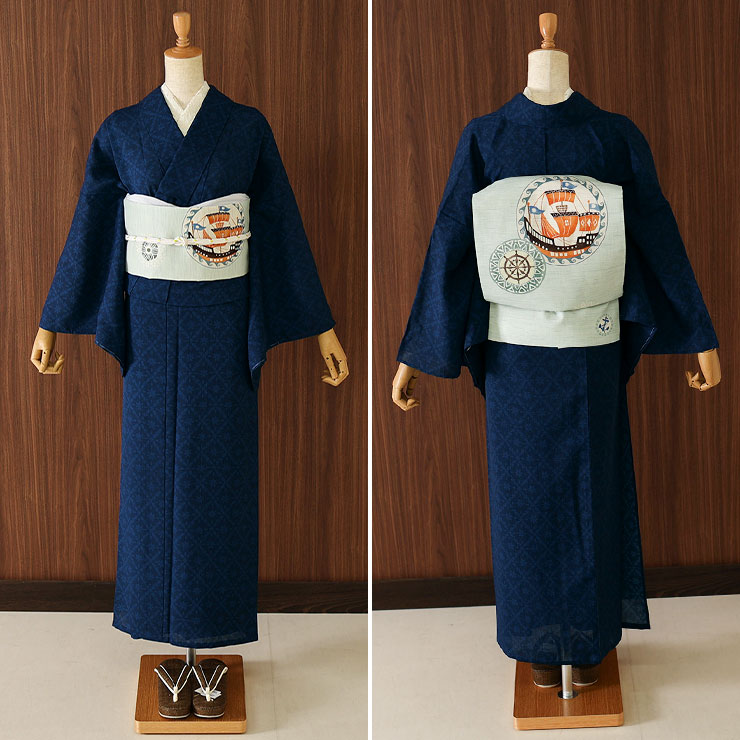 高級素材使用ブランド 夏きもの] 洗える 着物 単衣 東レセオα 菱華 (オリエンタル 着物・浴衣