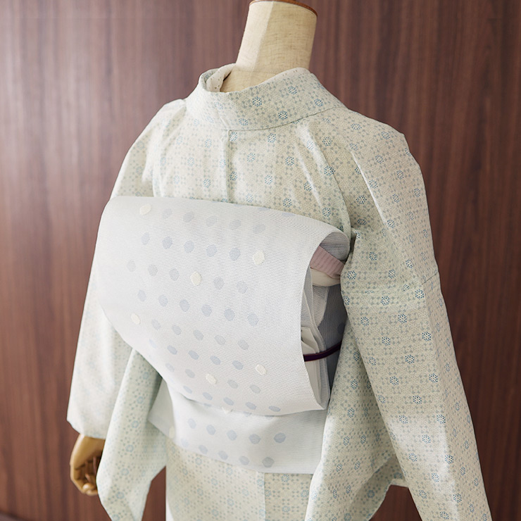 夏きもの] 洗える 着物 単衣 東レセオα 丸小花紋 (水色) JM-20