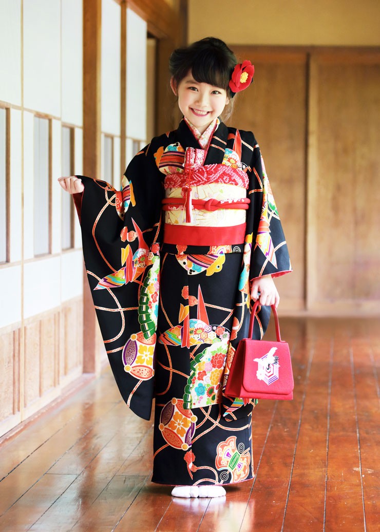 七五三 細身・小柄ちゃん7歳 正絹着物 フルセット アンティーク着物