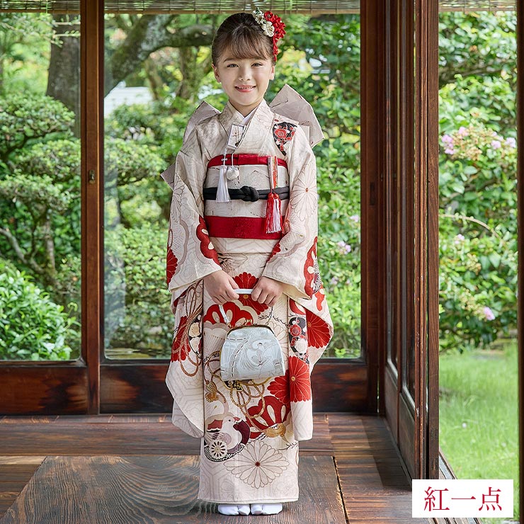 正絹 七五三 7歳 着物セット 女の子 白色 SP41 販売 フルセット 753