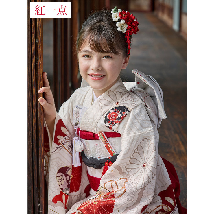 正絹 七五三 7歳 着物セット 女の子 白色 SP41 販売 フルセット 753