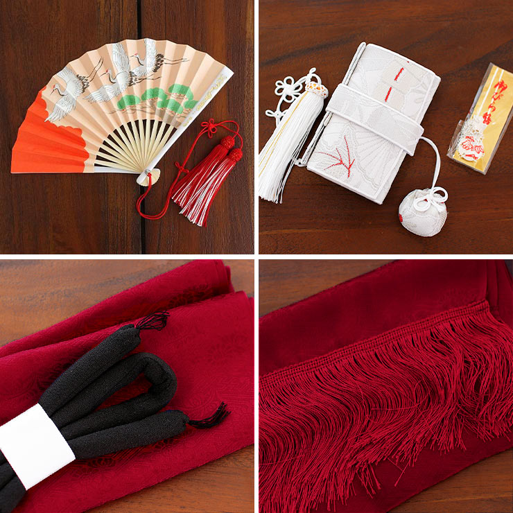 正絹 七五三 7歳 着物セット 女の子 黒色 赤色 SP45 販売 フルセット