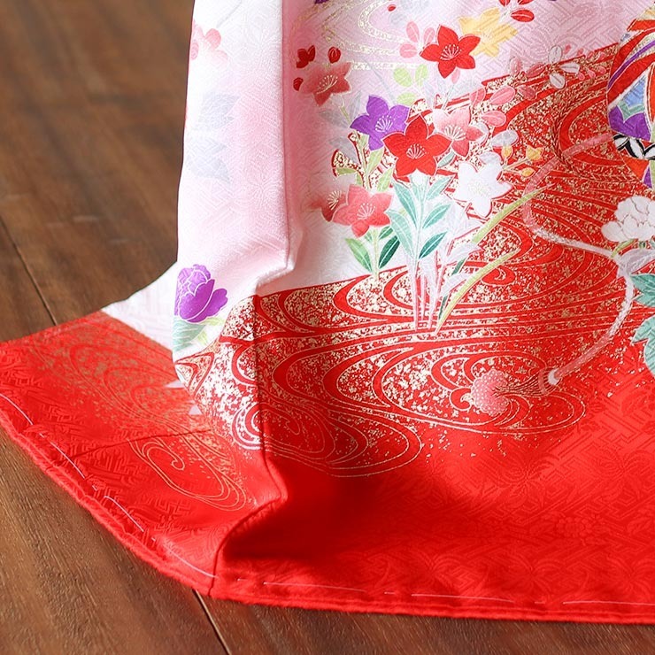 【新品】正絹　赤色　初着 お宮参り 着物 女の子 正絹 赤ちゃんのお祝い着 初着 産着 【赤