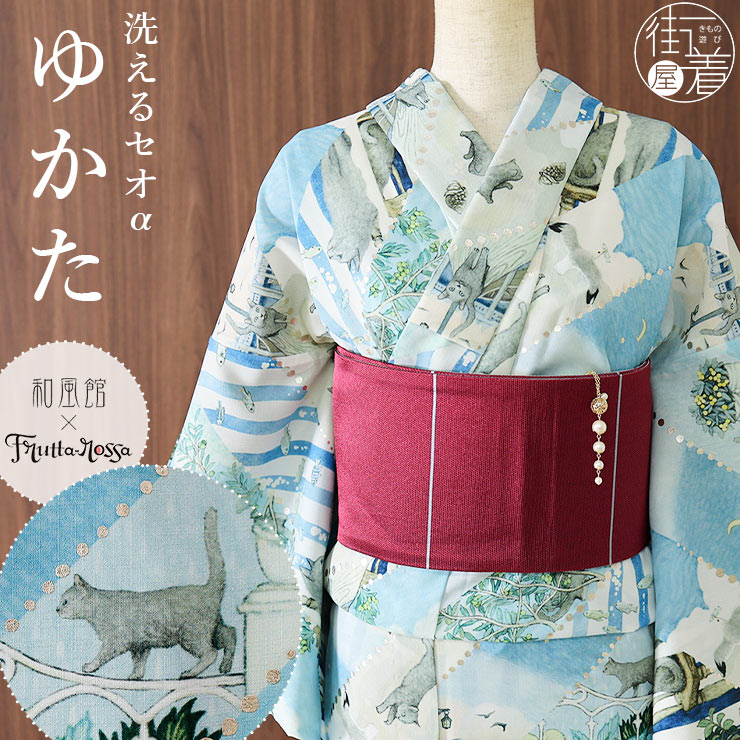 新品　セオアルファ　和風館　フロッタロッサ　浴衣　夏着物　サーシャのお散歩 Amazon | [dear-japan] 和風館 浴衣 セオアルファ 猫のサーシャ