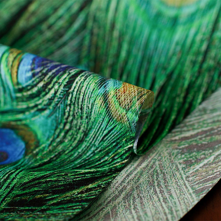 撫松庵 洗える 長襦袢 孔雀の羽根 日本製 総柄 グリーン 緑色 鳥