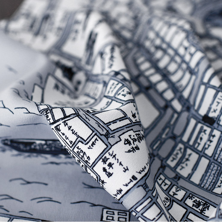 撫松庵 洗える 長襦袢] 古 地図 104-160-502 80 日本製 グレー 灰色