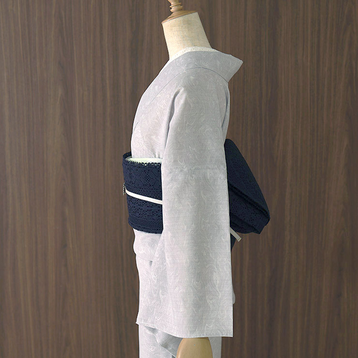 [洗える 夏着物] 着物 単衣 墨流し(白鼠) グレー 洗える着物 セオアルファ 単衣着物 東レ セオα 夏着物 洗濯 洗える 5月 6月 7月 8月 9月 (ma407s)の画像