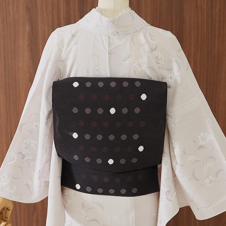 着物 単衣 薄花模様 (パープル)  洗える着物 セオアルファ 単衣着物 東レ セオα 夏着物 洗濯 洗える 5月 6月 7月 8月 9月 広衿仕立て 浴衣の画像