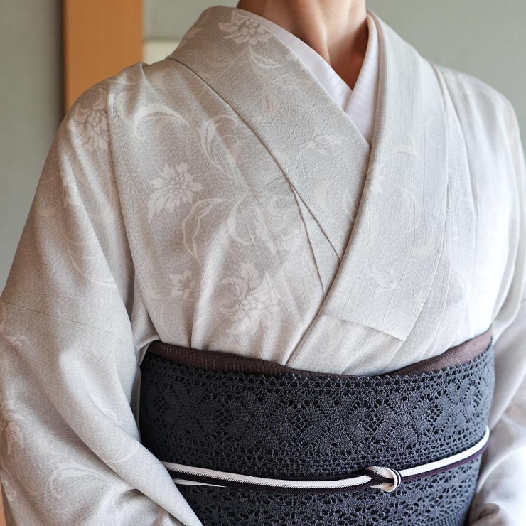 訪問着 レンタル 【単衣】（6月/9月向け着物）石目グレー色 NT