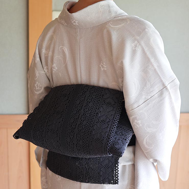 着物 単衣 薄花模様 (グレージュ) 洗える着物 セオアルファ 単衣