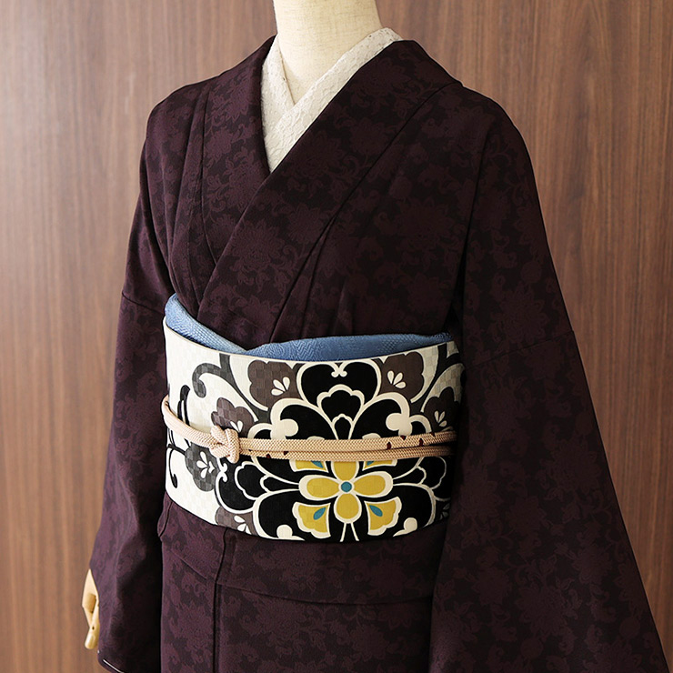 衝撃の激安コスパ・掘り出し物も 京袋帯 染め 名古屋帯 召しませ花 唐花紋 日本製 オフホワイト 着物・浴衣