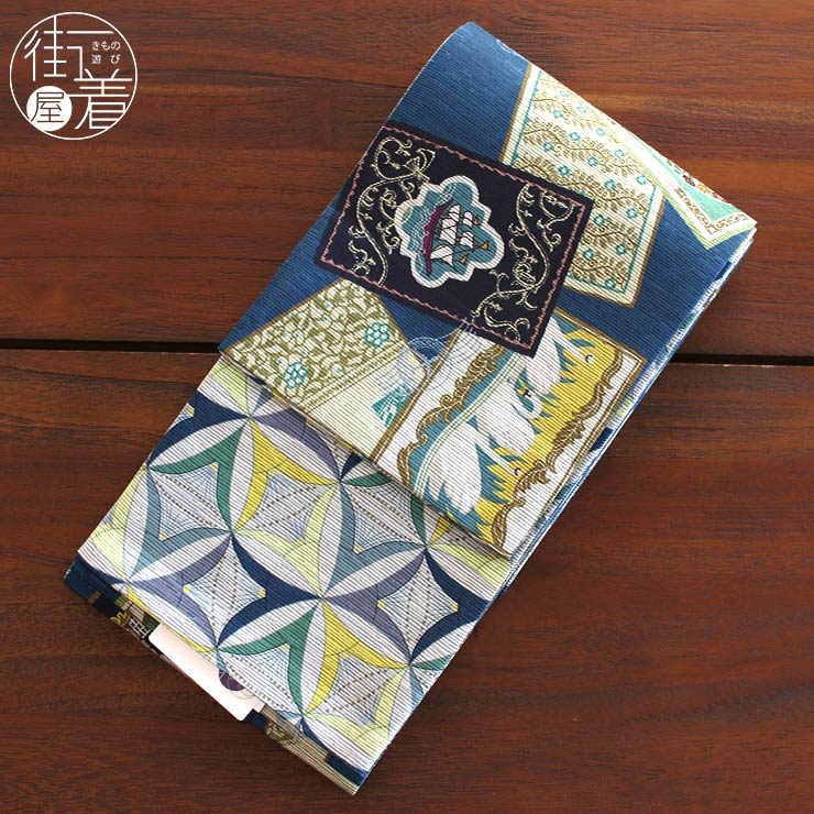 ジャカード織り両面麻半巾帯　新品 楽天市場】よろけ 小袋帯 半巾帯 巾16.5cm×長さ4m ポリエステル
