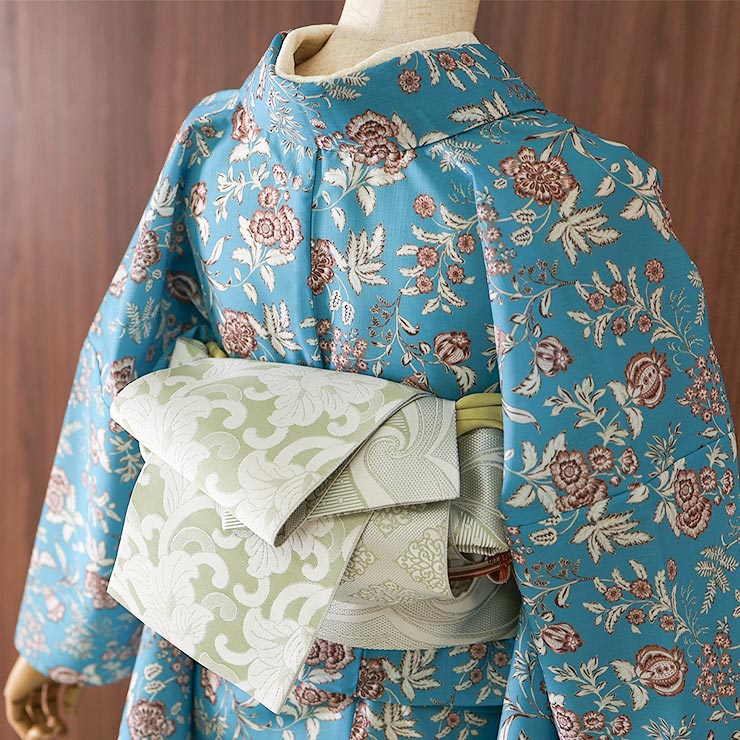 召しませ花 博多織 正絹 リバーシブル 半巾帯 波さらさ 日本製